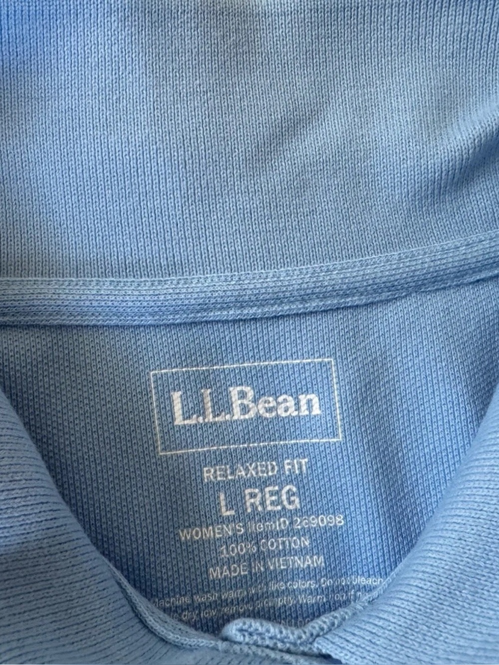 L.L.Bean Women's Relaxed Fit Polo - Sky Blue Sz L